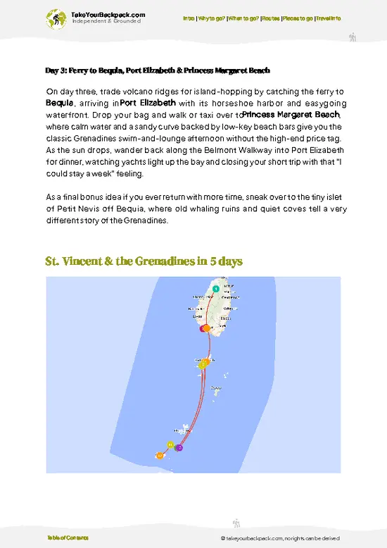 example page 4 from our offline Travel Guide for Saint Vincent and the Grenadines
